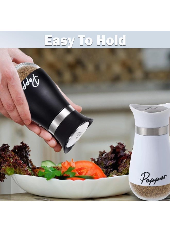 ChicAbode 2 PCS Stainless Steel and Glass Salt and Pepper Shaker Set with Holder | Black and White Salt and Pepper Shakers Kitchen Essential | Durable and Elegant Design (Black&White) - Image 5